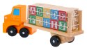 Drewniana Ciężarówka z Naczepą i Klockami dla dzieci 2+ Zabawka edukacyjna + Klocki z literami cyframi