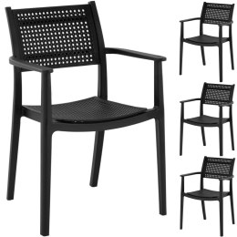 Krzesło plastikowe z oparciem ażurowym na taras balkon 4 szt. czarne