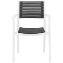 Krzesło plastikowe z oparciem ażurowym na taras balkon 4 szt. czarno-białe