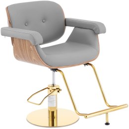 Fotel fryzjerski barberski kosmetyczny z podnóżkiem Physa FILEY - szary ze złotem