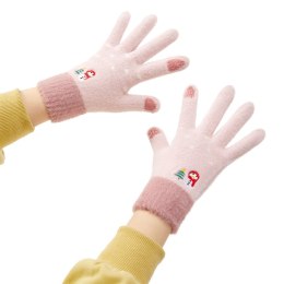 Ciepłe rękawiczki zimowe dotykowe do telefonu damskie różowe