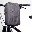 Sakwa torba rowerowa na tablet mocowana na kierownicę z paskiem na ramię szara